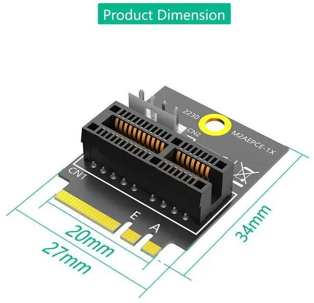 Alt view image 5 of 5 - Mustpoint New Version M.2(NGFF) Key A/A+E/E to PCI-E 1X Adapter