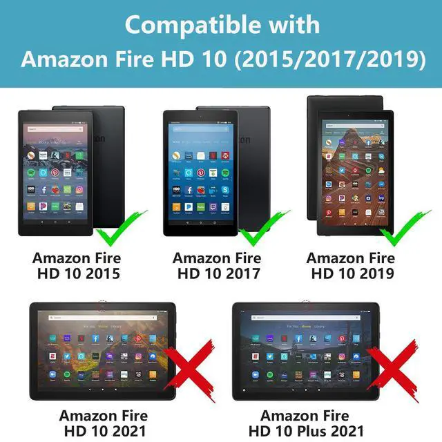 Alt view image 2 of 5 - ERWYTYIOI Case for Amazon Kindle Fire HD 10 Tablet 10.1" (9th/7th Generation, 2019/2017 Release), Slim PU Leather Stand Cover with Card Slot & Auto Wake/Sleep, Sugar Skull Girl Roses