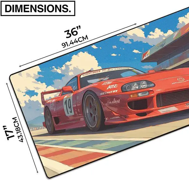 Alt view image 2 of 5 - MPCO. Manga Motors Large Gaming Desk Pad - 36" x 17" Aeroglyde Fabric Tetsus Desk Mats - Non-Slip, Washable, Smooth Glide for Precision Gaming & Work