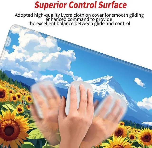 Alt view image 4 of 5 - Sunflower Mouse Pad and Keyboard Wrist Rest Flower Desk Mat Set Gaming Mousepad with Wrist Support XXL Computer Mat 31.5" x 15.75" Mouse Mat Organization Decor