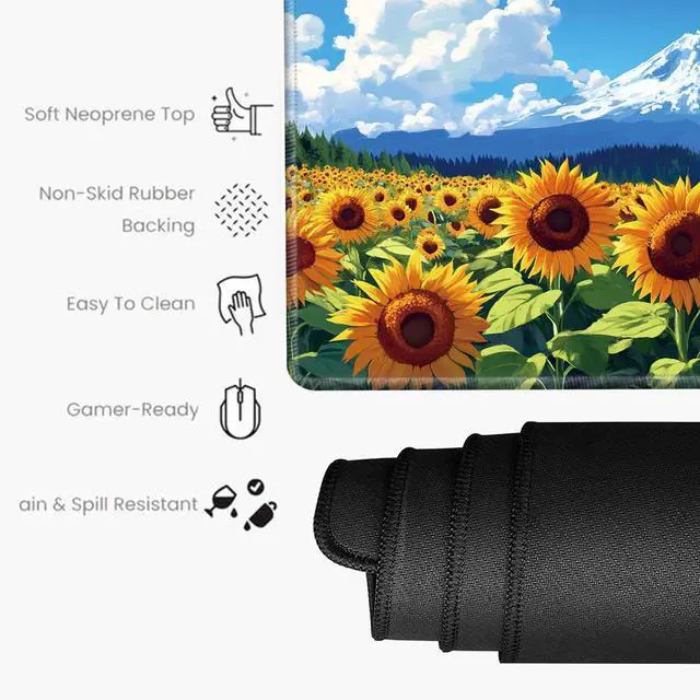 Alt view image 3 of 5 - Sunflower Mouse Pad and Keyboard Wrist Rest Flower Desk Mat Set Gaming Mousepad with Wrist Support XXL Computer Mat 31.5" x 15.75" Mouse Mat Organization Decor