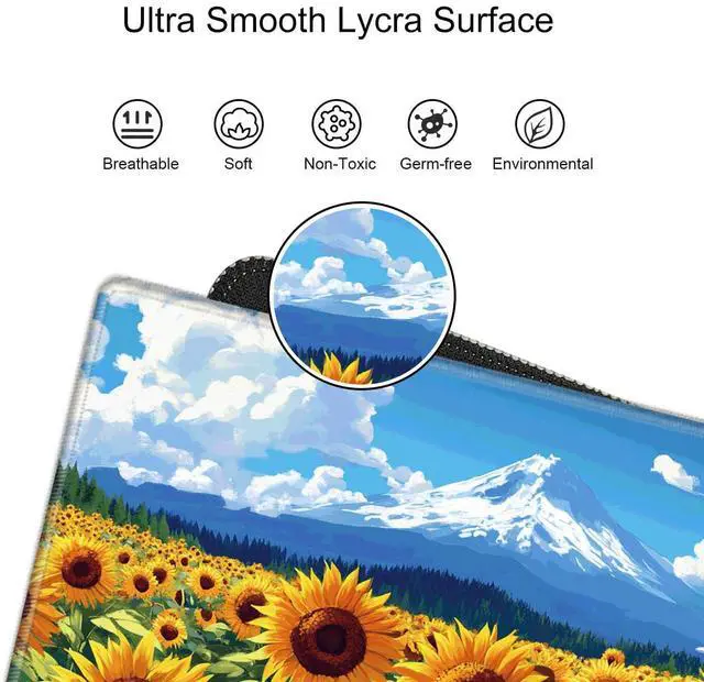 Alt view image 5 of 5 - Sunflower Mouse Pad and Keyboard Wrist Rest Flower Desk Mat Set Gaming Mousepad with Wrist Support XXL Computer Mat 31.5" x 15.75" Mouse Mat Organization Decor