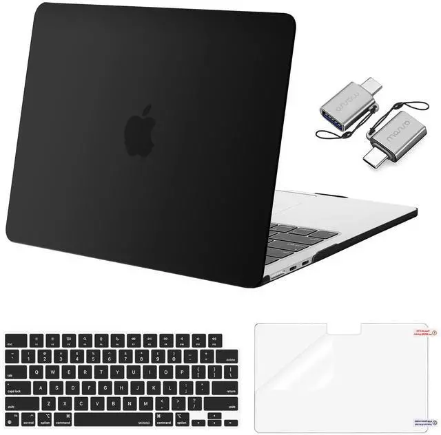 Main image of MOSISO Compatible with MacBook Air 13 inch Case 2025 2024 2023 2022 M4 A3240 M3 A3113 M2 A2681, Plastic Hard Shell&Keyboard Cover&Screen Film&Type C for MacBook Air 13.6 inch Case, Black