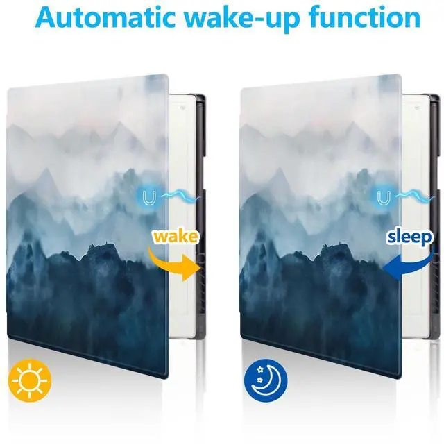 Alt view image 4 of 5 - QIOFEARTH Rotating Case for 11.8" Remarkable Paper Pro Tablet (2024 Released) Lightweight and Hard Back Shell Protective Book Folio Cover,Auto Sleep/Wake,Pen Holder and Pen Tips Box (Misty Mountain)