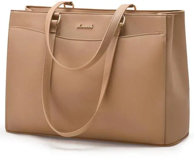 Main image of LOVEVOOK Laptop Tote Bag for Women, Work Bags Teacher Tote Bag, Waterproof Leather Computer Bag, Business Laptop Purse Office Handbag Professional Briefcase, Light maroon, 15.6 Inch