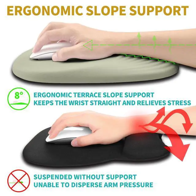 Alt view image 3 of 5 - Hokafenle Ergonomic Mouse Pad Wrist Support with Stepped-Wedge Design, Wrist Rest Pain Relief Mousepad Filled with Memory Foam, Carpal Tunnel Mousepad for Wireless Mouse(12x8 inch,Beige)