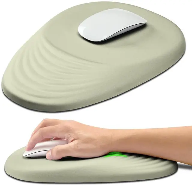 Main image of Hokafenle Ergonomic Mouse Pad Wrist Support with Stepped-Wedge Design, Wrist Rest Pain Relief Mousepad Filled with Memory Foam, Carpal Tunnel Mousepad for Wireless Mouse(12x8 inch,Beige)