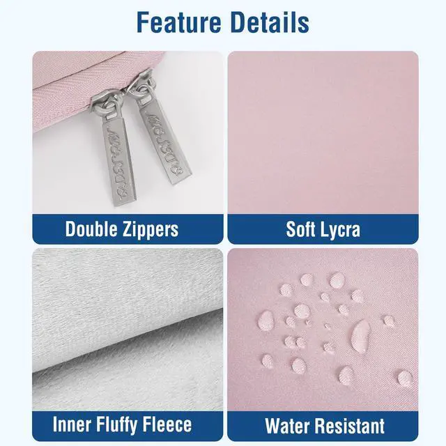Alt view image 3 of 5 - MOSISO Laptop Case 13 inch, 13 inch Laptop Sleeve Bag Compatible with MacBook Air 13 M4 M3 M2 M1 2025-2018 / Pro 13 M2 M1 2025-2016, Neoprene Computer Sleeve Bag with Small Case, Baby Pink