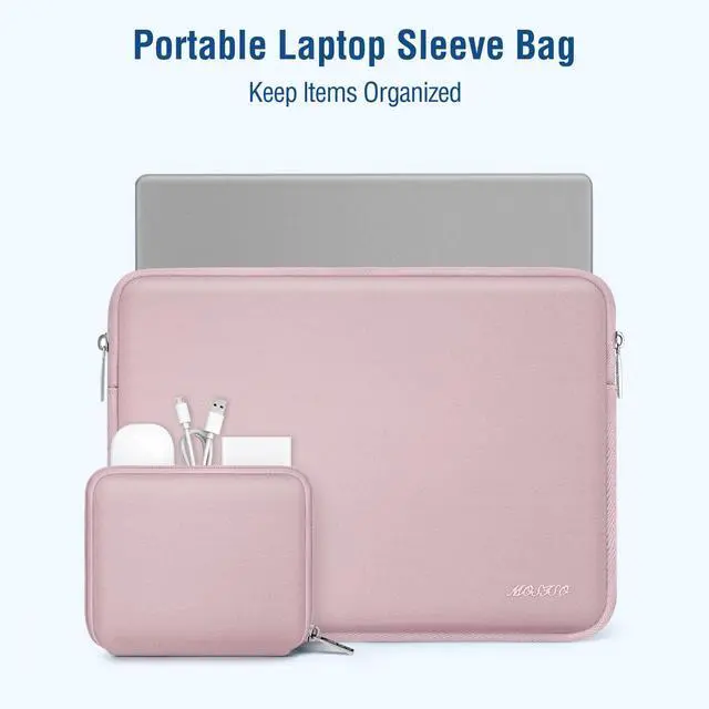 Alt view image 4 of 5 - MOSISO Laptop Case 13 inch, 13 inch Laptop Sleeve Bag Compatible with MacBook Air 13 M4 M3 M2 M1 2025-2018 / Pro 13 M2 M1 2025-2016, Neoprene Computer Sleeve Bag with Small Case, Baby Pink
