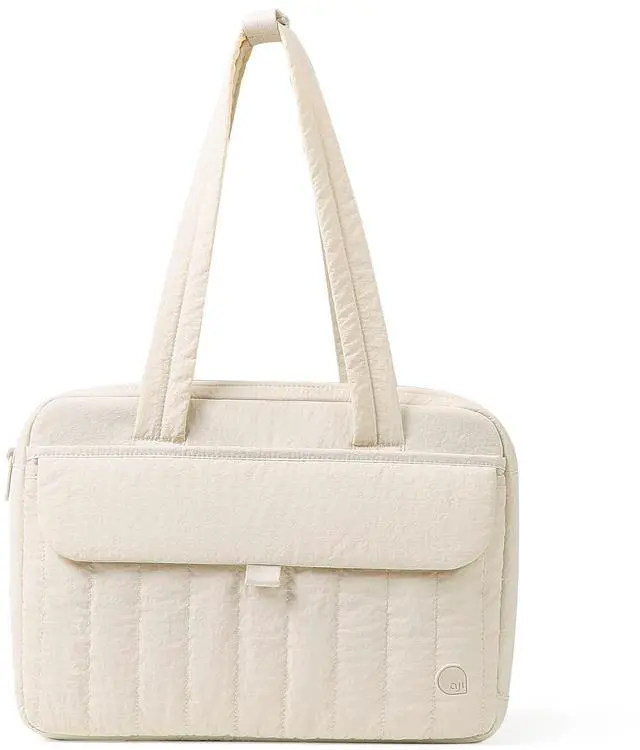 Main image of aji Laptop Tote Bag for Women, 14Inch&16 Inch Laptop Tote Bag with Luggage Trolley Strap for Work/Travel/College/Daily (Blush Beige, 17.3 Inch)