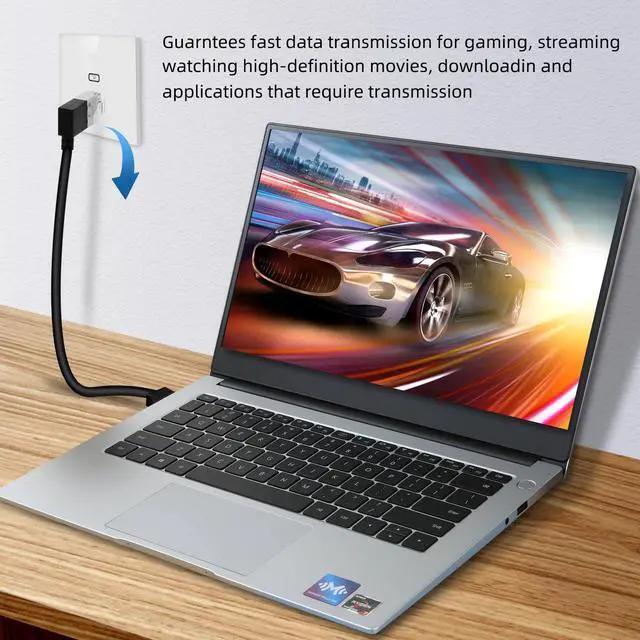 Alt view image 5 of 5 - Dutevolns Ultra Slim 90° Degree Cat 6A Ethernet Cable Left Angled 25 Feet 2Pack, 10Gbps High-Speed Internet Flexible Cable for PC, Router, Ps4/5 (Black)