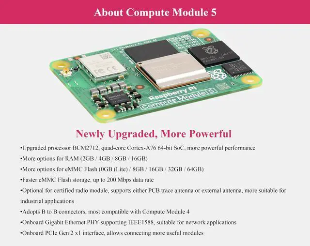 Alt view image 5 of 5 - Mini Nano Base Board for Compute Module 5 Lite/eMMC, Same Size As CM5 Compact Size and Fully Functional, with Multiple Peripheral Interfaces-40PIN GPIO, USB 3.2 Gen1 Type-A, Fan Header,etc