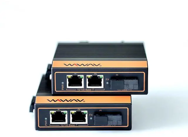 Alt view image 5 of 5 - WIWAV W1003-2FE1FX-I 10/100Mbps 3-Port Industrial Ethernet Media Converter with DIN Rail/Multi-Mount(UL Listed, Pack of 2, IP40, -40~85)