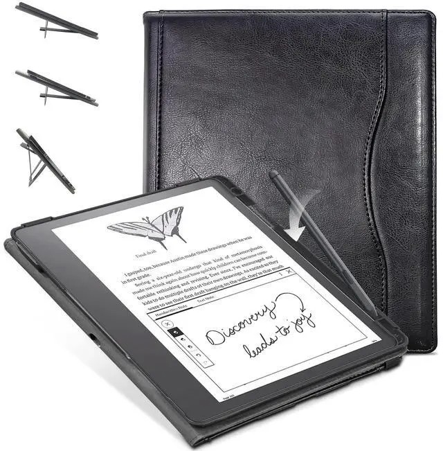Main image of E NET-CASE Case for Kindle Scribe 10.2 inch 2024 & 2022 Released, Multi-Viewing 360 Degree Rotating Cover with Stand, Auto Sleep/Wake with Pen Holder, (Black)