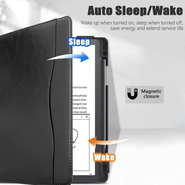 Alt view image 4 of 5 - E NET-CASE Case for Kindle Scribe 10.2 inch 2024 & 2022 Released, Multi-Viewing 360 Degree Rotating Cover with Stand, Auto Sleep/Wake with Pen Holder, (Black)