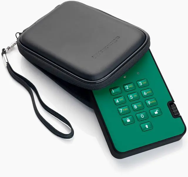 Alt view image 3 of 5 - iStorage diskAshur2 HDD 2TB Green | Secure portable hard drive | Password protected | Dust & water resistant | Hardware Encryption