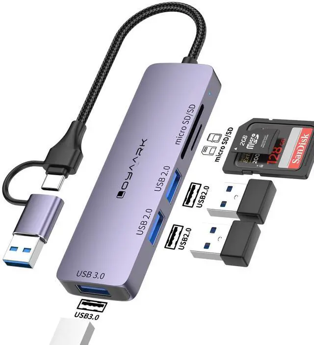 Main image of USB-C Hub with SD/TF Card Reader, 3 USB Ports (USB 3.0 & USB 2.0) - Compatible with Laptops, MacBook, Surface, Tablets