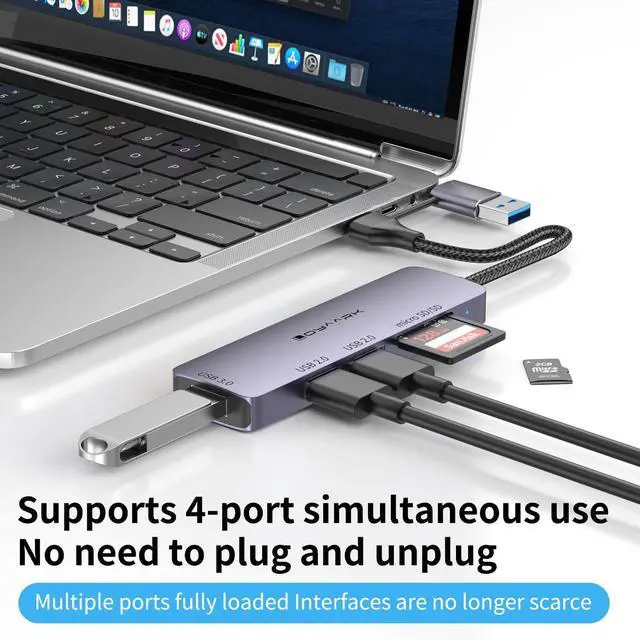 Alt view image 2 of 5 - USB-C Hub with SD/TF Card Reader, 3 USB Ports (USB 3.0 & USB 2.0) - Compatible with Laptops, MacBook, Surface, Tablets