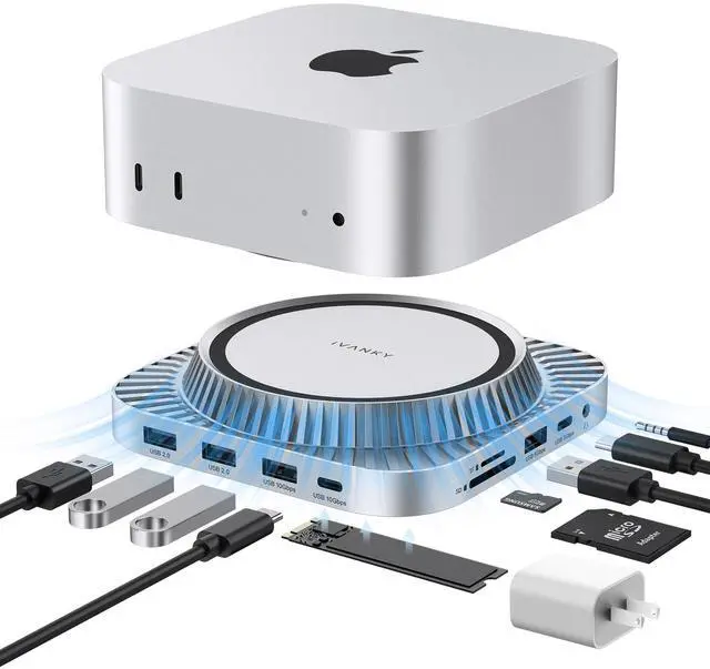 Main image of iVANKY 13-in-1 Mac mini M4 Dock, Ultra Docking Station Stand with M.2 NVMe SSD Enclosure, 4K@120Hz HDMI Hub for Mac mini M4 &M4 Pro (2024), 10 Gbps USB, SD/TE, Audio Ports *2, 20W PD Power Adapter *1