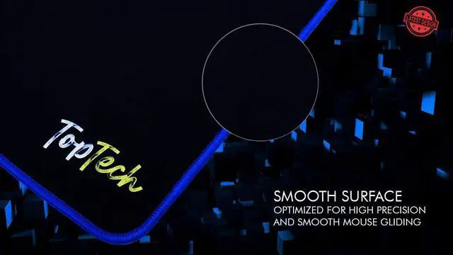 Alt view image 3 of 5 - TOP TECH Premium Large Gaming Mouse Pad with Stitched Edges (34x15in) | Premium-Textured Mouse Mat | Extra Smooth | Non-Slip Base | Water-Resistant | Black & Blue