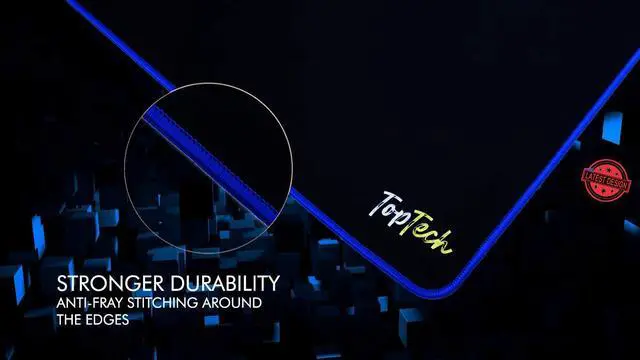 Alt view image 4 of 5 - TOP TECH Premium Large Gaming Mouse Pad with Stitched Edges (34x15in) | Premium-Textured Mouse Mat | Extra Smooth | Non-Slip Base | Water-Resistant | Black & Blue