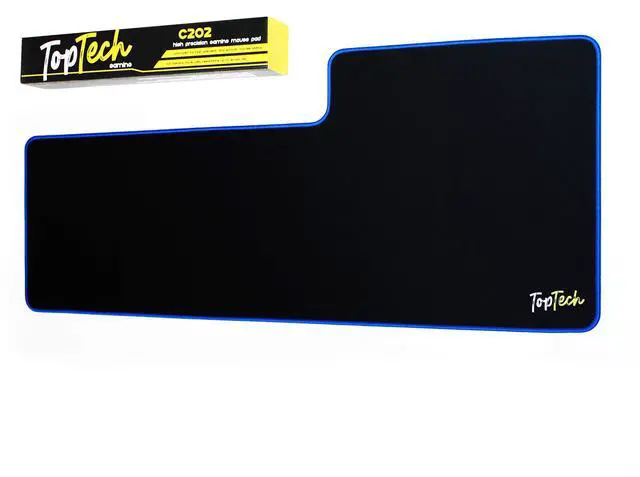 Main image of TOP TECH Premium Large Gaming Mouse Pad with Stitched Edges (34x15in) | Premium-Textured Mouse Mat | Extra Smooth | Non-Slip Base | Water-Resistant | Black & Blue