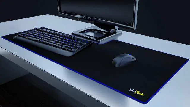 Alt view image 5 of 5 - TOP TECH Premium Large Gaming Mouse Pad with Stitched Edges (34x15in) | Premium-Textured Mouse Mat | Extra Smooth | Non-Slip Base | Water-Resistant | Black & Blue