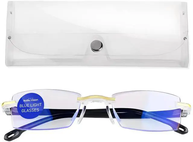 Main image of NoBlu Vision Bluelight Glasses for Men & Women  NoBlu No Blue Light Glasses for Women & Men Screen, Eye Strain & Sleep - Computer Gaming BlueEase-Optics with Clear Frame & Travel Case