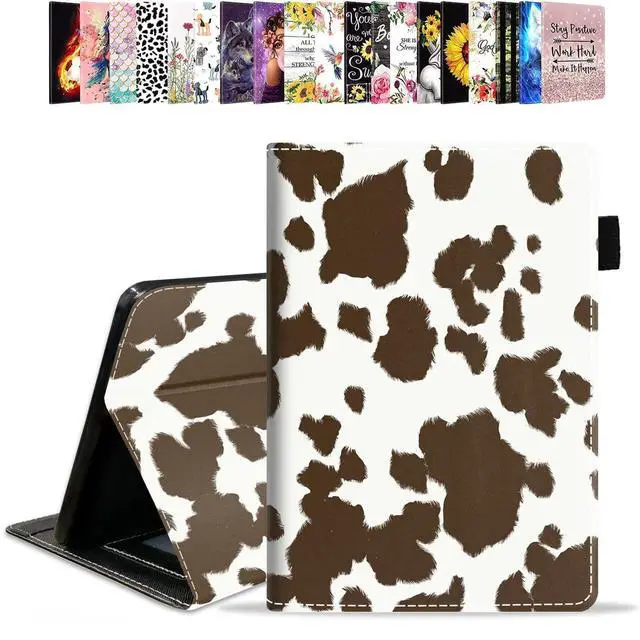 Main image of POIUYTREW Case for Amazon Kindle Fire HD 10 Tablet 10.1" (9th/7th Gen, 2019/2017 Release) - PU Leather Folio Case with Smart Auto Wake/Sleep, Cow Print