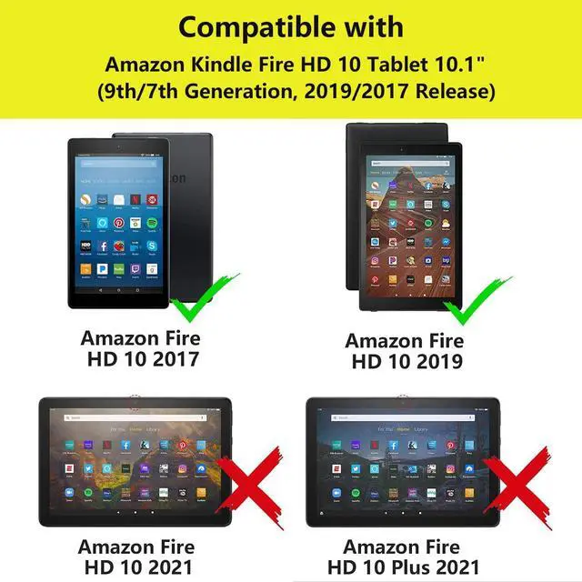 Alt view image 2 of 5 - POIUYTREW Case for Amazon Kindle Fire HD 10 Tablet 10.1" (9th/7th Gen, 2019/2017 Release) - PU Leather Folio Case with Smart Auto Wake/Sleep, Cow Print