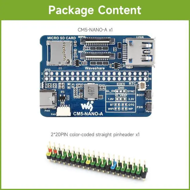 Alt view image 2 of 5 - Waveshare Nano Base Board (A), Compatible with Raspberry Pi Compute Module 5, Base Board for CM5 Lite/eMMC, with Multiple Peripheral Interfaces