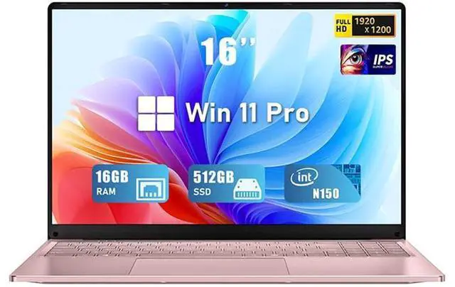 Main image of FUNYET Gaming Laptop, 2025 Win 11 Pro Laptops Computer, 16 Inch Lap Top, 16GB RAM 512GB SSD, N150 Processor(up to 3.6GHz), Backlit Keyboard. Rose Gold.