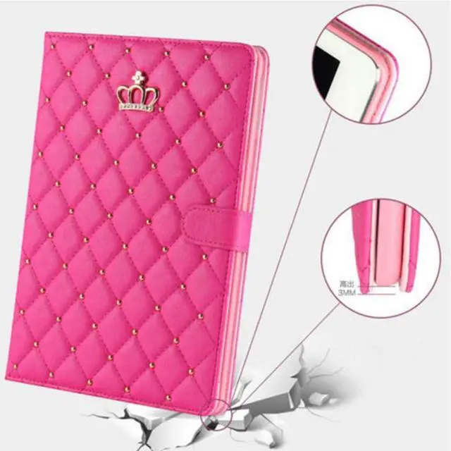 Alt view image 5 of 5 - Changjia for iPad 9.7Inch 6th/5th Generation 2018/2017 Case,iPad air 2/Air with Pencil Holder,Cute Crown Girly Diamond Elegant PU Leather Smart Auto Sleep/Wake Stand Protective Case for iPad 9.7,White