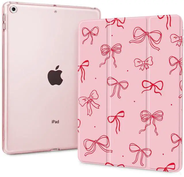 Main image of Lepeoac Case for iPad 9th Generation, iPad 8th/7th Gen Case 10.2-inch, Slim Stand Cover with Hard Translucent Back Shell, Auto Wake/Sleep, Pink Bows