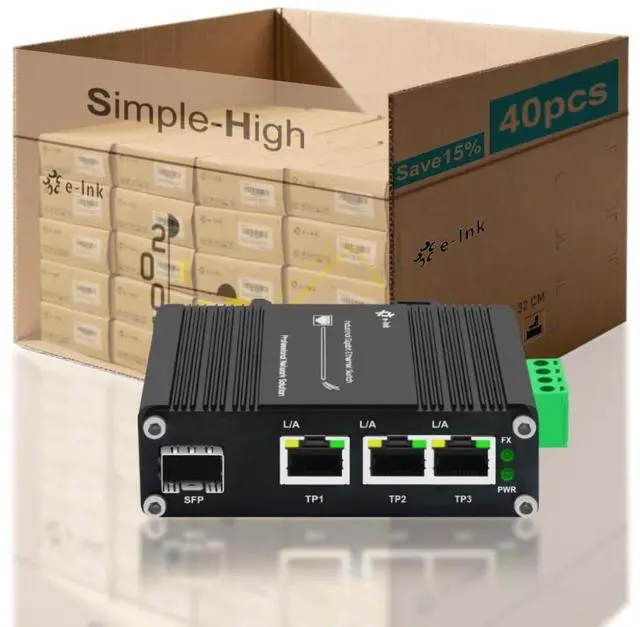 Main image of 40pcs Throncom Industrial Gigabit 3 Ports Ethernet Fiber Switch Sold by Case with 100/1000M Adaptive SFP Slot,redundant Power Input,for Solar Power/VoIP 12-48V DC LNK-IMC103G-SFP