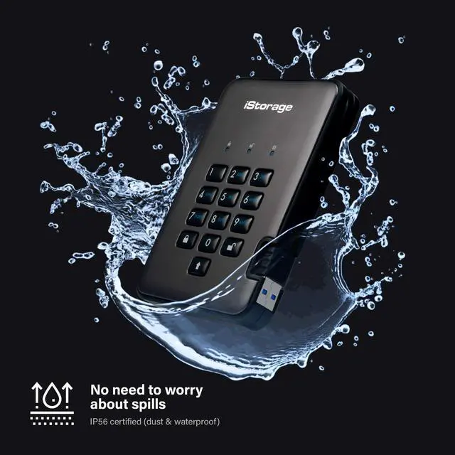 Alt view image 5 of 5 - iStorage diskAshur PRO2 HDD 2TB | Secure Portable Hard Drive | FIPS Level 3 certified | Password Protected | Dust/Water-Resistant | Hardware encryption