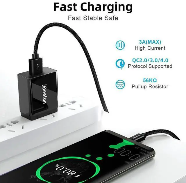 Alt view image 4 of 5 - CLEEFUN Extra Long USB-C Charging Cable 50ft, USB to USBC - 50 Foot Type C Power Cord (Only Charge) for iPhone 16 15 Series, Samsung Galaxy Series and Other USB-C Devices - Nylon Braided