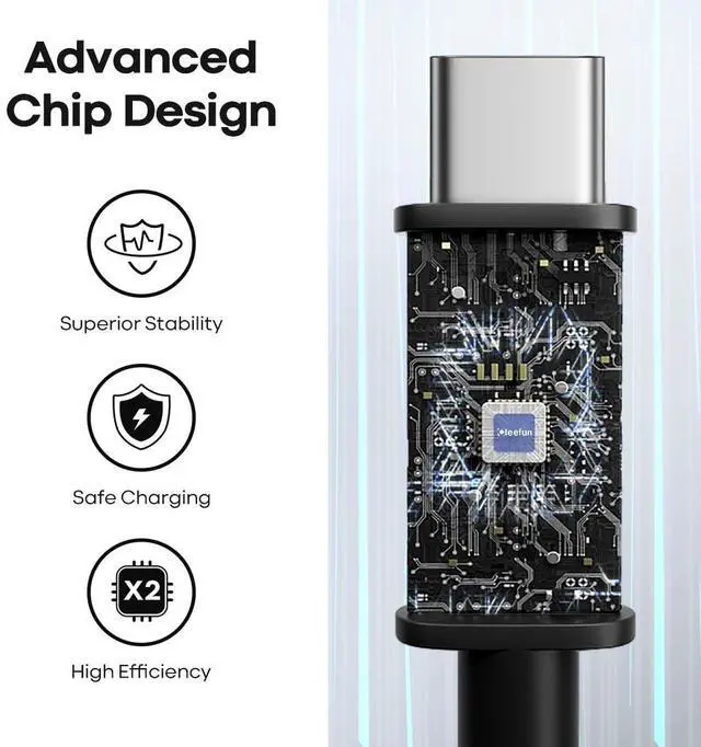 Alt view image 3 of 5 - CLEEFUN Extra Long USB-C Charging Cable 50ft, USB to USBC - 50 Foot Type C Power Cord (Only Charge) for iPhone 16 15 Series, Samsung Galaxy Series and Other USB-C Devices - Nylon Braided