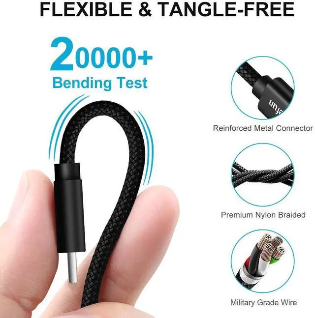 Alt view image 5 of 5 - CLEEFUN Extra Long USB-C Charging Cable 50ft, USB to USBC - 50 Foot Type C Power Cord (Only Charge) for iPhone 16 15 Series, Samsung Galaxy Series and Other USB-C Devices - Nylon Braided