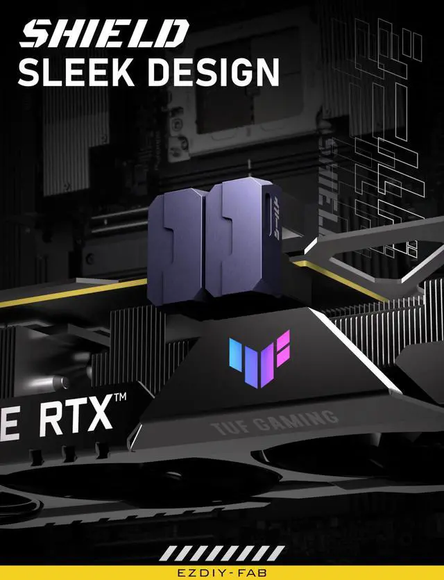 Alt view image 2 of 5 - EZDIY-FAB Shield Series 8-Pin PCIe GPU Power Adapter,90-Degree Angled Connector, Aluminum Design for Graphics Cards  Reverse Type,Purple-2 Pack