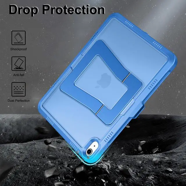 Alt view image 4 of 5 - DTTO for iPad (A16) 11th Generation Case 11 Inch 2025, iPad 10th Generation Case 10.9 Inch 2022, [Stable Stand] with Built-in Screen Protector, Rugged Frosted Protective Cover, Blue