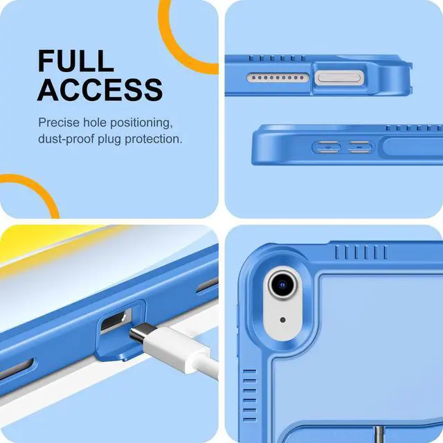 Alt view image 5 of 5 - DTTO for iPad (A16) 11th Generation Case 11 Inch 2025, iPad 10th Generation Case 10.9 Inch 2022, [Stable Stand] with Built-in Screen Protector, Rugged Frosted Protective Cover, Blue