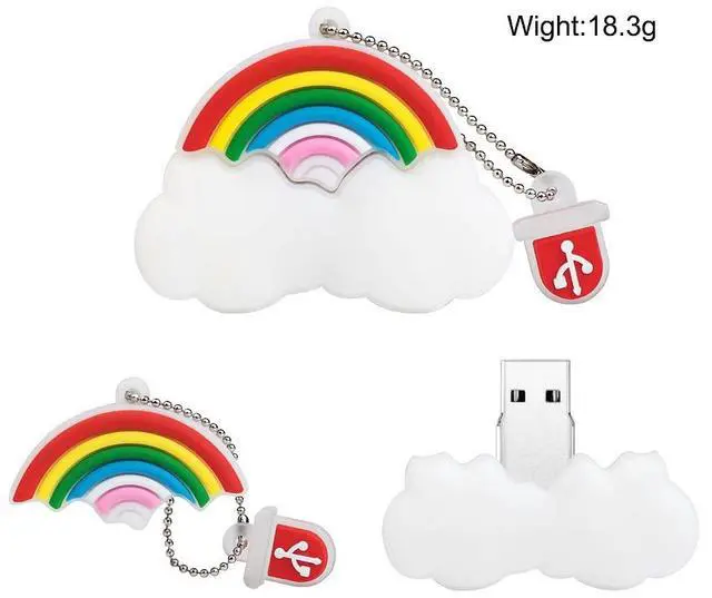 Alt view image 2 of 5 - BorlterClamp 64GB USB Flash Drive Cute Cartoon Rainbow Cloud Model Memory Stick, Gift for Students and Children