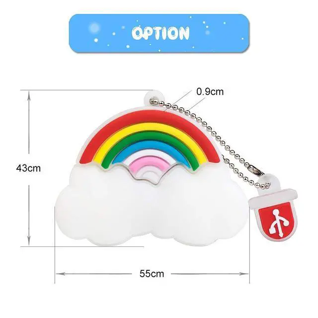 Alt view image 5 of 5 - BorlterClamp 64GB USB Flash Drive Cute Cartoon Rainbow Cloud Model Memory Stick, Gift for Students and Children