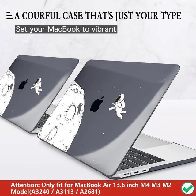 Alt view image 3 of 5 - CISSOOK Case Compatible with MacBook Air 13.6 Inch 2022 2024 2025 Release Model A2681 M2 A3113 M3 A3240 M4 Astronaut, Clear Black Space Hard Shell with Keyboard Cover for MacBook Air 13.6", Astronaut