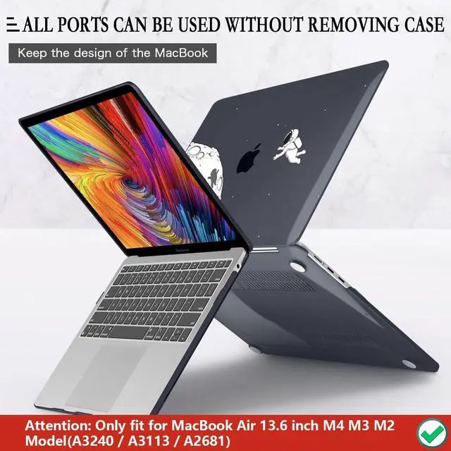 Alt view image 5 of 5 - CISSOOK Case Compatible with MacBook Air 13.6 Inch 2022 2024 2025 Release Model A2681 M2 A3113 M3 A3240 M4 Astronaut, Clear Black Space Hard Shell with Keyboard Cover for MacBook Air 13.6", Astronaut