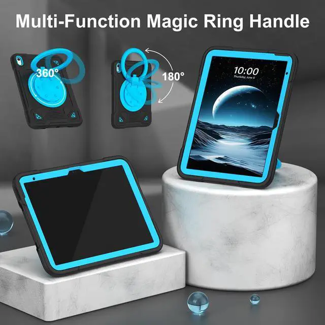 Alt view image 4 of 5 - TOMORRY Case for iPad (A16) 11th Generation 11 Inch 2025/10th Generation 10.9 Inch 2022 with Screen Protector 360°Rotating Stand | Shoulder Strap | Pencil Holder | Protective Cover | Black+Blue