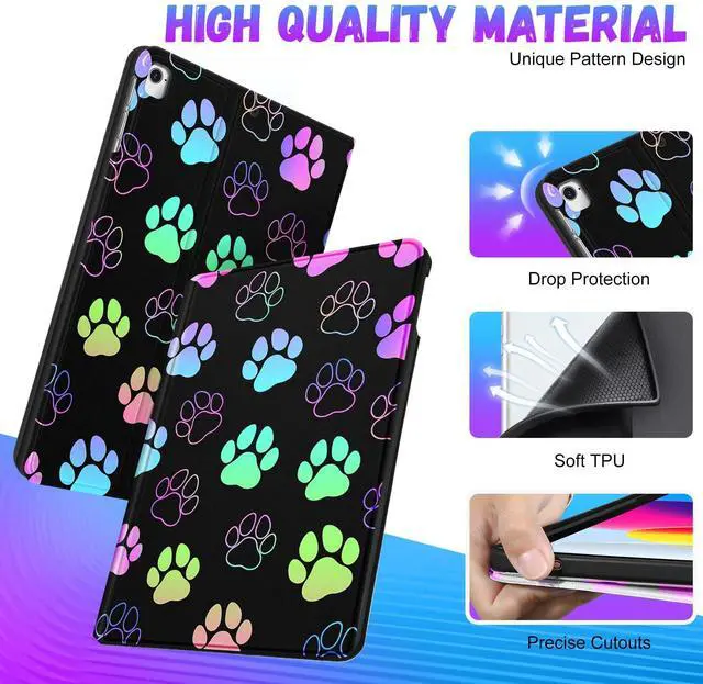 Alt view image 4 of 5 - Uppuppy for iPad 5th/6th Gen Case, for Apple iPad Air 1st/2nd Gen, for iPad Pro 9.7 Inch Case Cute Kids Boys Women Teen Girls Kawaii Paw Print Design Folio Cover for Apple iPad 5/6, Air 1/2, Pro 9.7