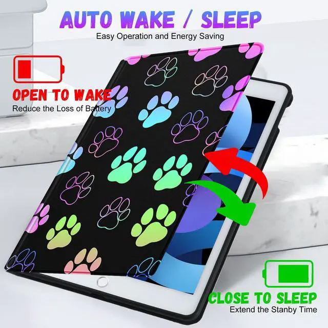 Alt view image 5 of 5 - Uppuppy for iPad 5th/6th Gen Case, for Apple iPad Air 1st/2nd Gen, for iPad Pro 9.7 Inch Case Cute Kids Boys Women Teen Girls Kawaii Paw Print Design Folio Cover for Apple iPad 5/6, Air 1/2, Pro 9.7