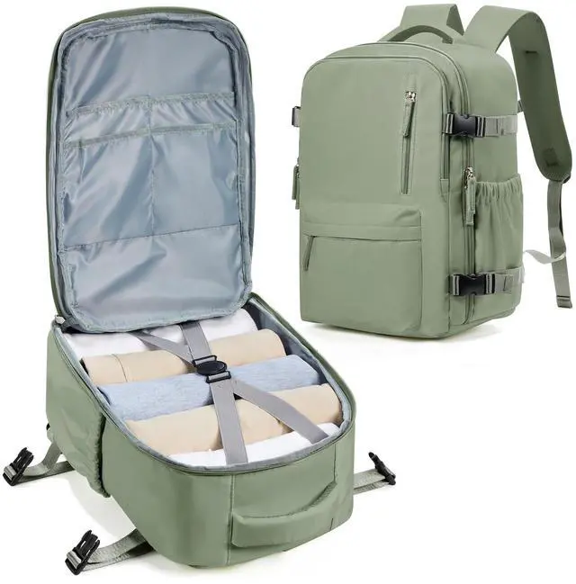 Main image of winspansy Carry on Travel Backpack for Women Men Lightweight Business Gym Laptop Work Backpack Airport Frontier Airlines Personal Item Bag Flight Approved Mochilas de Viaje Green
